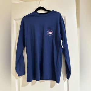 Southern Tide navy and pink women’s long sleeve t shirt